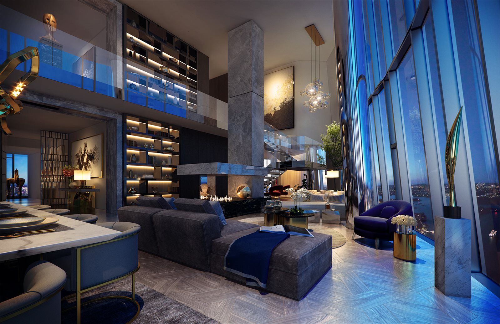 Crown Sydney Residences Penthouse Duplex Living Area